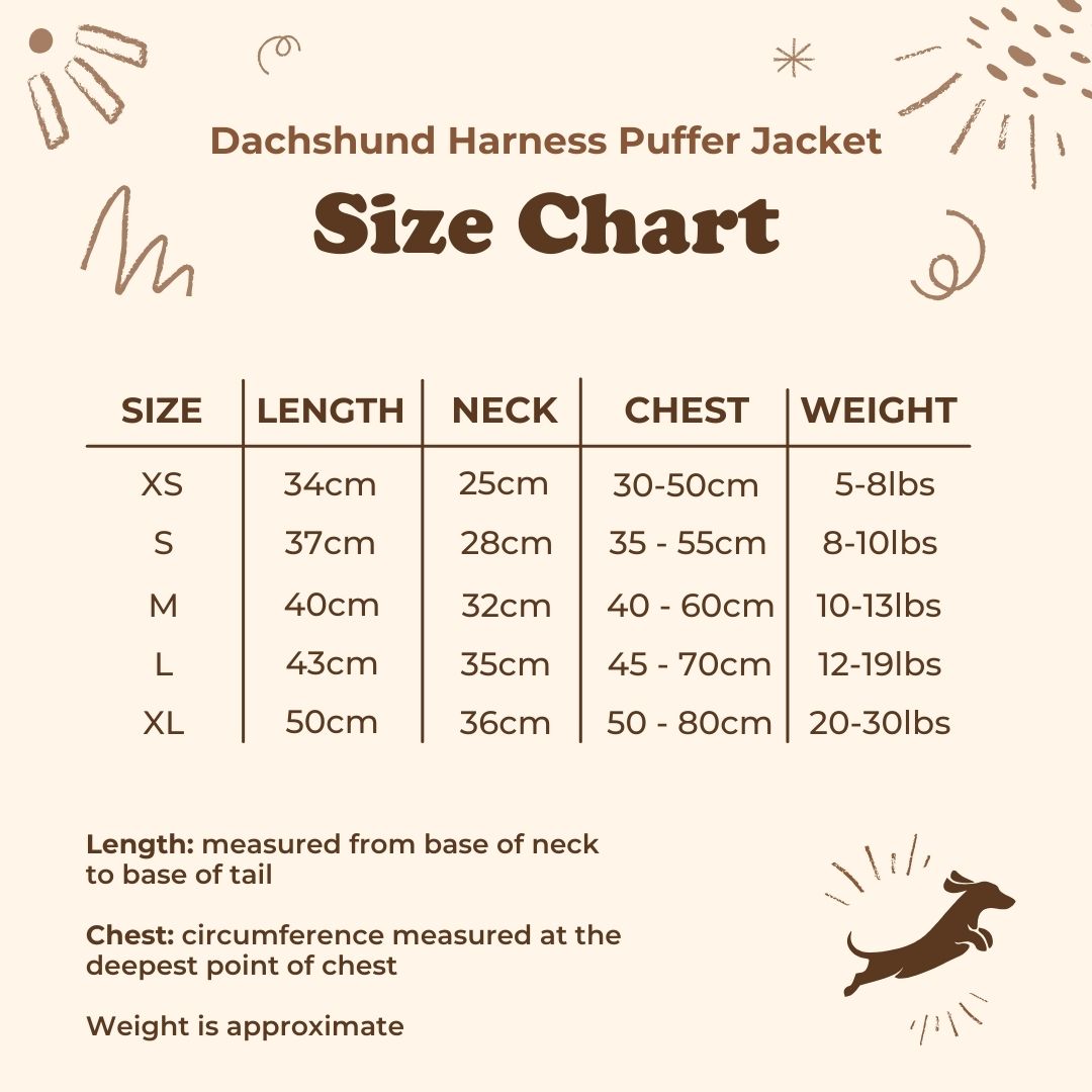 Dachshund Harness Puffer Jacket (NEW)