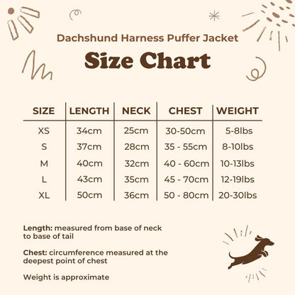 Dachshund Harness Puffer Jacket (NEW)