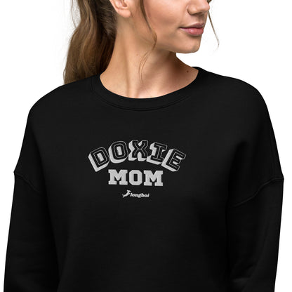 Doxie Mom Embroidered College Crop Sweatshirt