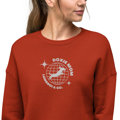 Global Doxie Mom Embroidered Crop Sweatshirt