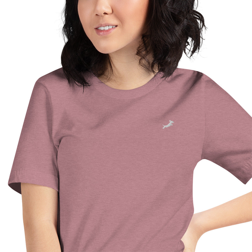 Women's Embroidered Dachshund T-shirt